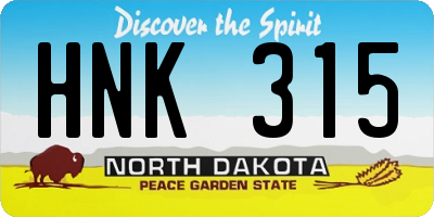 ND license plate HNK315