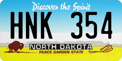 ND license plate HNK354