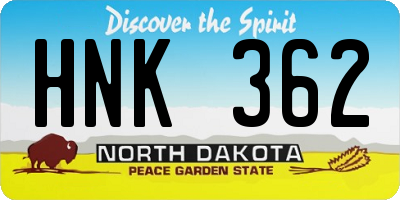 ND license plate HNK362