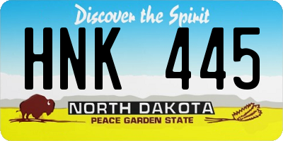 ND license plate HNK445