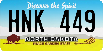 ND license plate HNK449