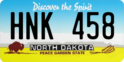 ND license plate HNK458