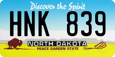 ND license plate HNK839