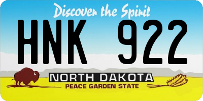 ND license plate HNK922