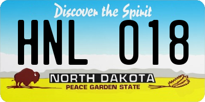 ND license plate HNL018