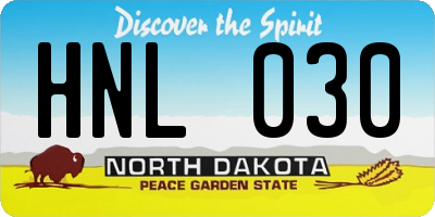 ND license plate HNL030