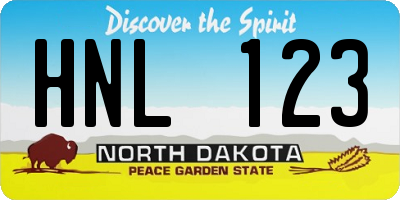 ND license plate HNL123