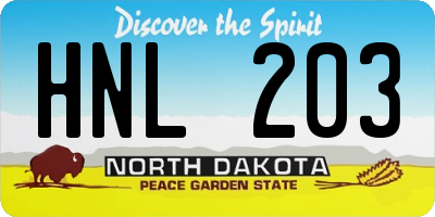ND license plate HNL203