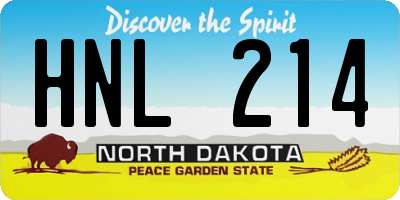 ND license plate HNL214