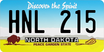 ND license plate HNL215