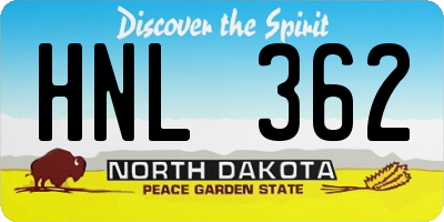 ND license plate HNL362