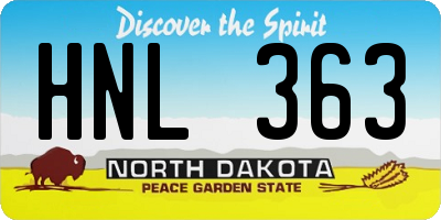 ND license plate HNL363