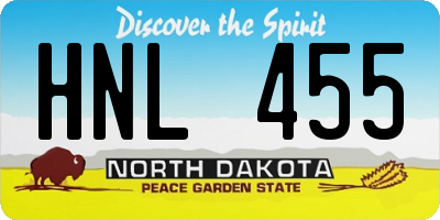 ND license plate HNL455