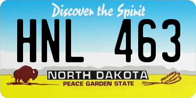 ND license plate HNL463