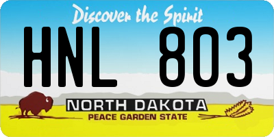 ND license plate HNL803