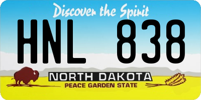 ND license plate HNL838