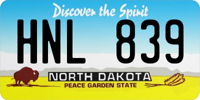 ND license plate HNL839