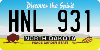ND license plate HNL931