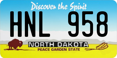 ND license plate HNL958