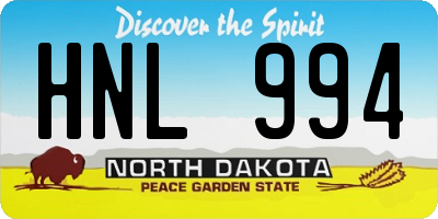 ND license plate HNL994