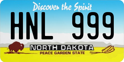 ND license plate HNL999