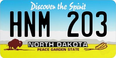 ND license plate HNM203