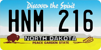 ND license plate HNM216