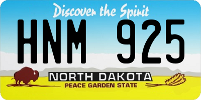ND license plate HNM925