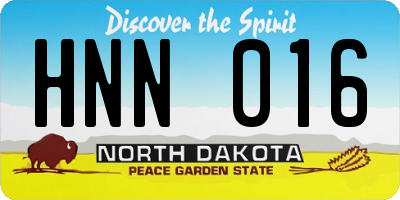 ND license plate HNN016