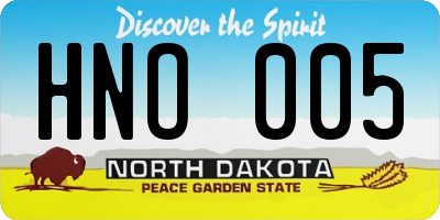 ND license plate HNO005