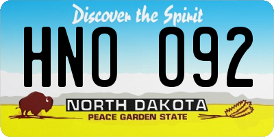 ND license plate HNO092