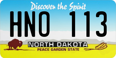 ND license plate HNO113