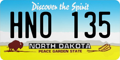 ND license plate HNO135