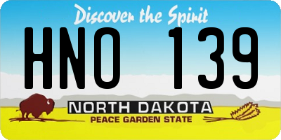 ND license plate HNO139