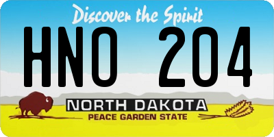 ND license plate HNO204