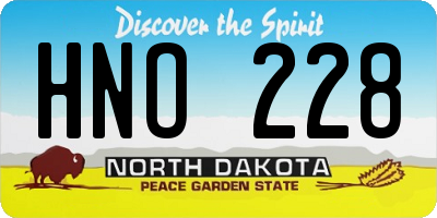 ND license plate HNO228