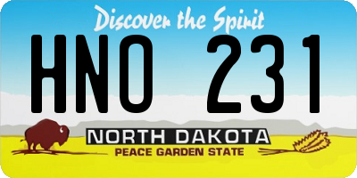 ND license plate HNO231