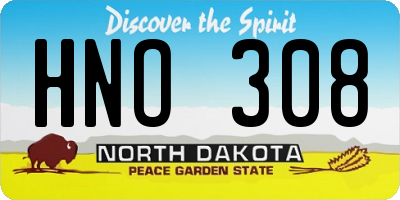 ND license plate HNO308