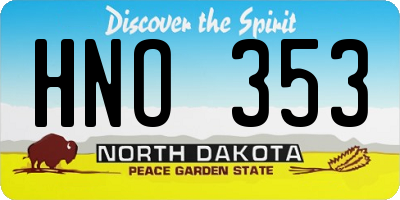 ND license plate HNO353