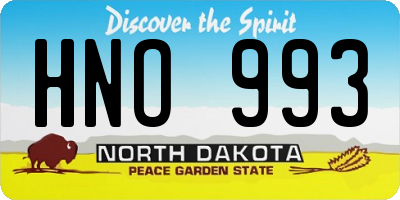 ND license plate HNO993