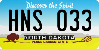 ND license plate HNS033