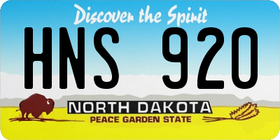ND license plate HNS920