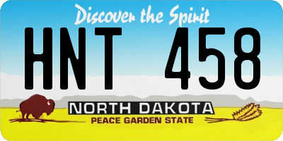 ND license plate HNT458