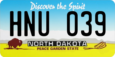ND license plate HNU039