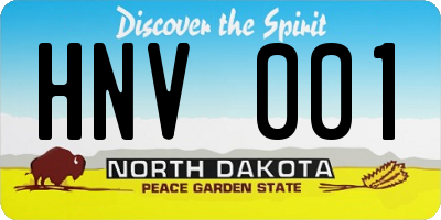 ND license plate HNV001