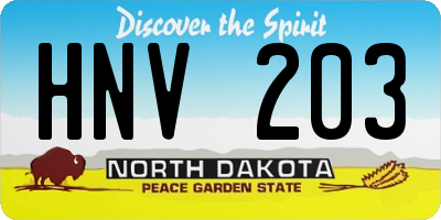 ND license plate HNV203