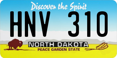 ND license plate HNV310