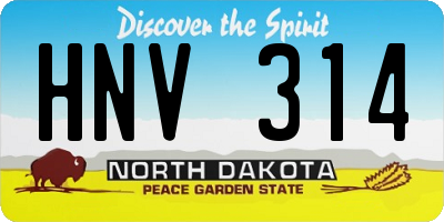 ND license plate HNV314