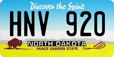 ND license plate HNV920