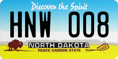 ND license plate HNW008